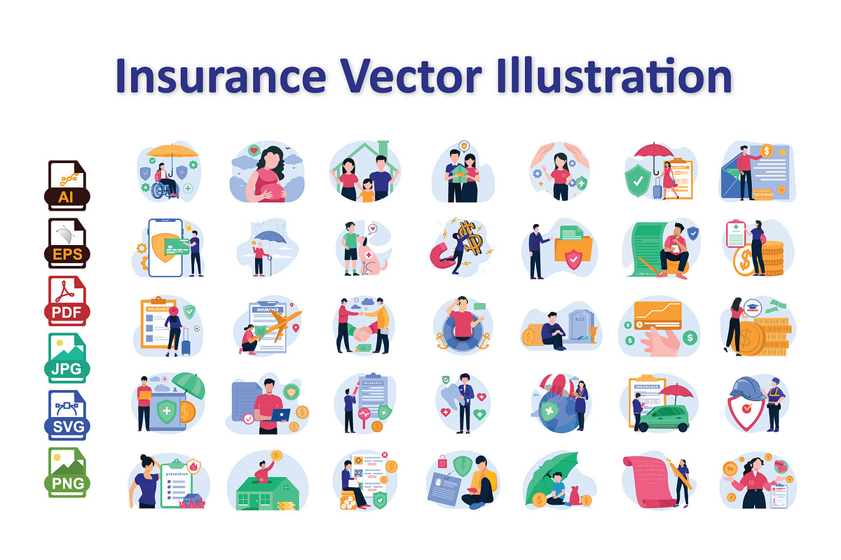 Insurance Vector Illustrations Pack, an Illustration by Vector Portal (Photo 1 of 5)