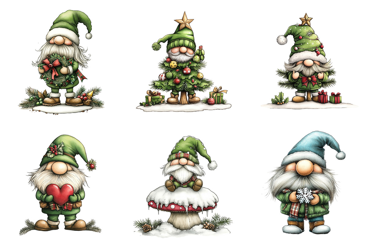 Whimsical Christmas Gnome Clipart, a Graphic by CitraGraphics (Photo 3 of 4)