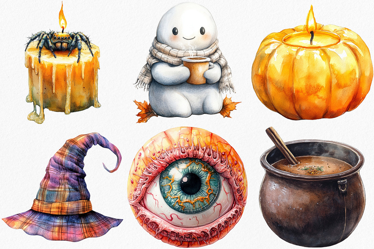 Watercolor Creepy and Cozy Halloween, an Illustration by Canvas Craft (Photo 4 of 8)