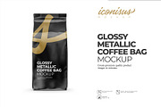 Glossy Metallic Coffee Bag Template, a Cups & Container Mockup by iconisusmockup (Thumbnail 1 of 3)