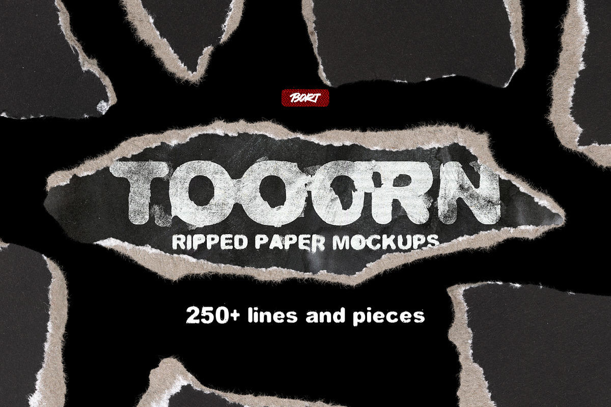 TOOORN - Series of Torn Paper Mockup, a Texture Graphic by BORT GRAPHIC (Photo 1 of 12)