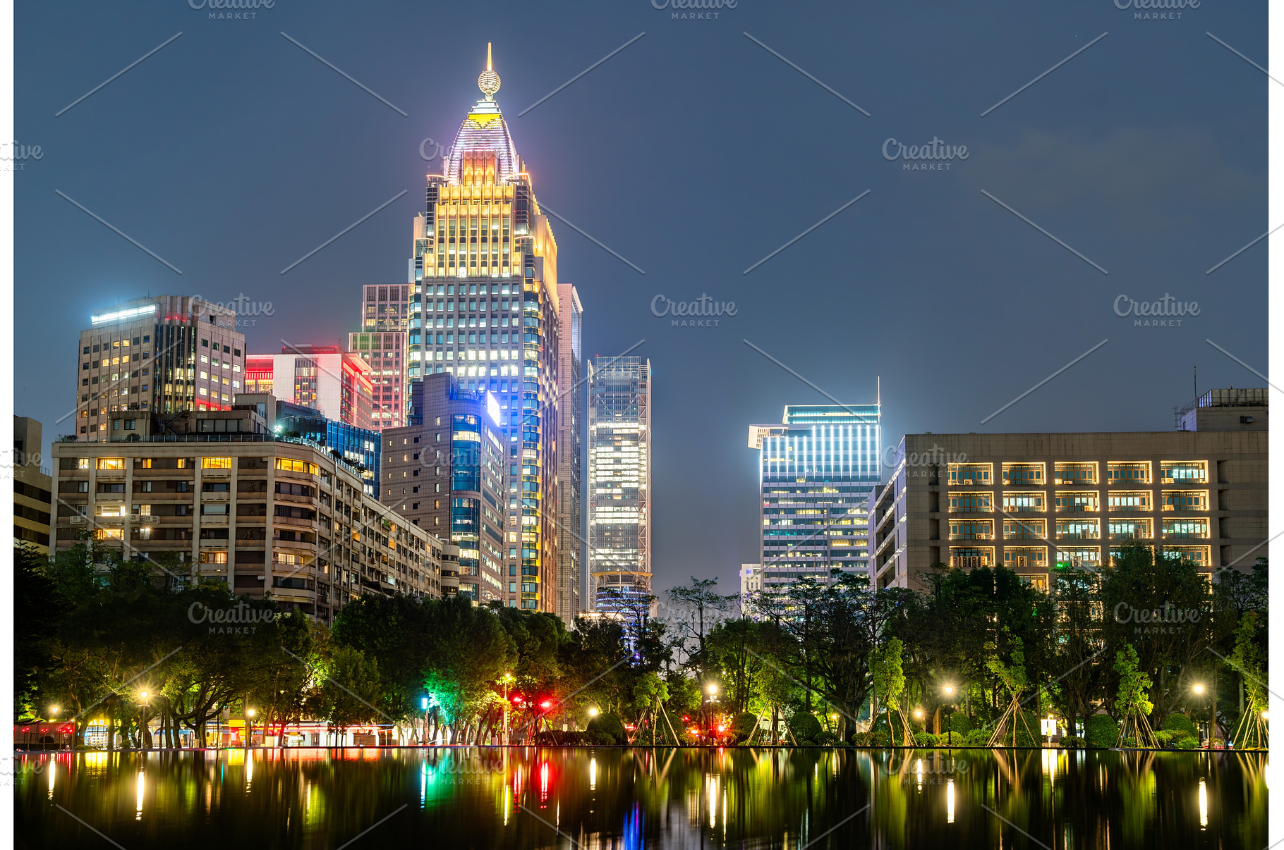 Taipei skyscrapers reflections at, an Architecture Photo by Leonid Andronov