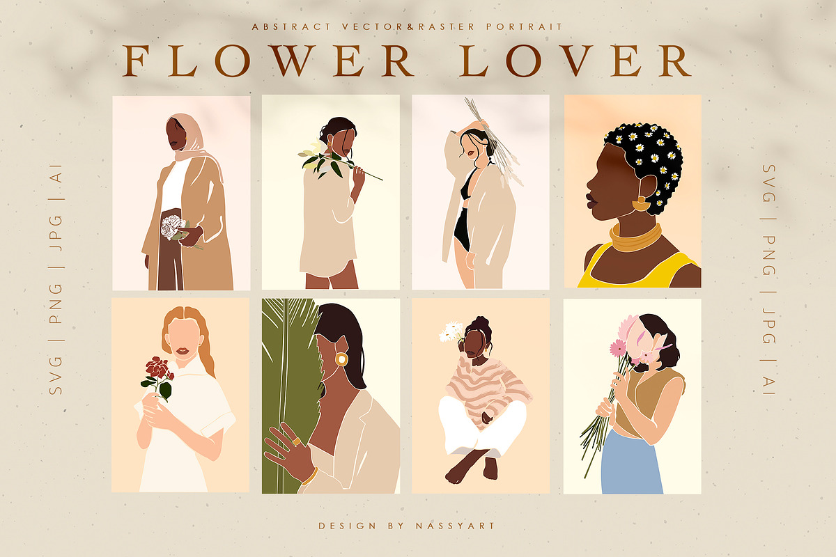 Flower Lover Abstract Women Portrait, a Work Illustration by NassyArt (Photo 1 of 10)