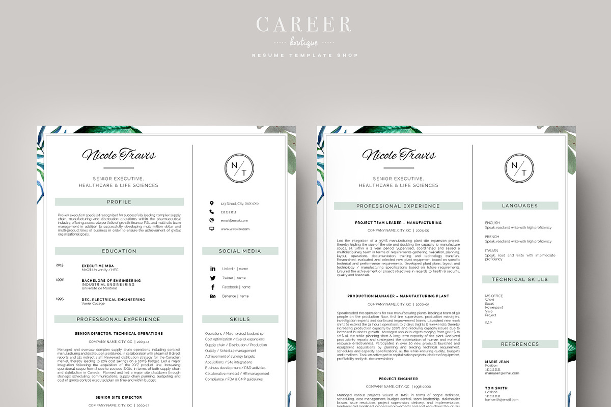 Modern Resume & CoverLetter Template, a Resume Template by careerboutique (Photo 2 of 6)