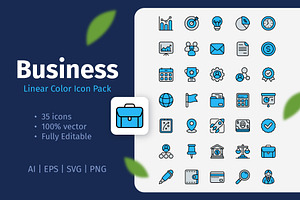 35 Business Linear Color Icon Pack, a Duotone Icon by Bilicube Studio