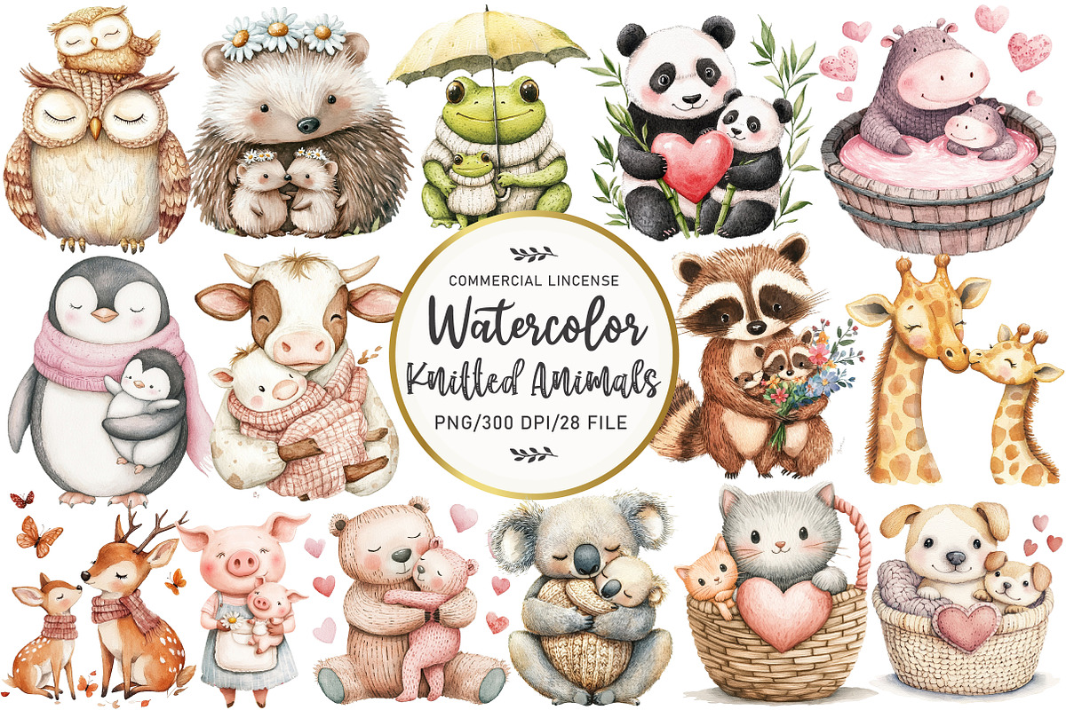 Kawaii Knitted Animals Mother's Day, an Illustration by OK Design (Photo 1 of 5)