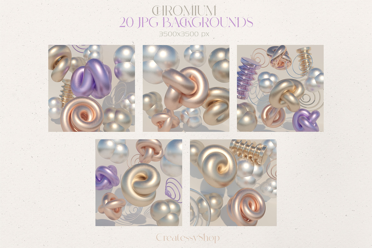 CHROMIUM - 3D Shapes Backgrounds, a Background Graphic by SCHÉRI (Photo 12 of 16)