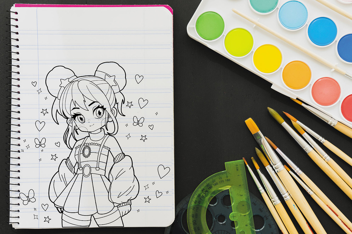 30 Japan Girl Coloring Page, an Education Illustration by Eka Design (Photo 4 of 5)