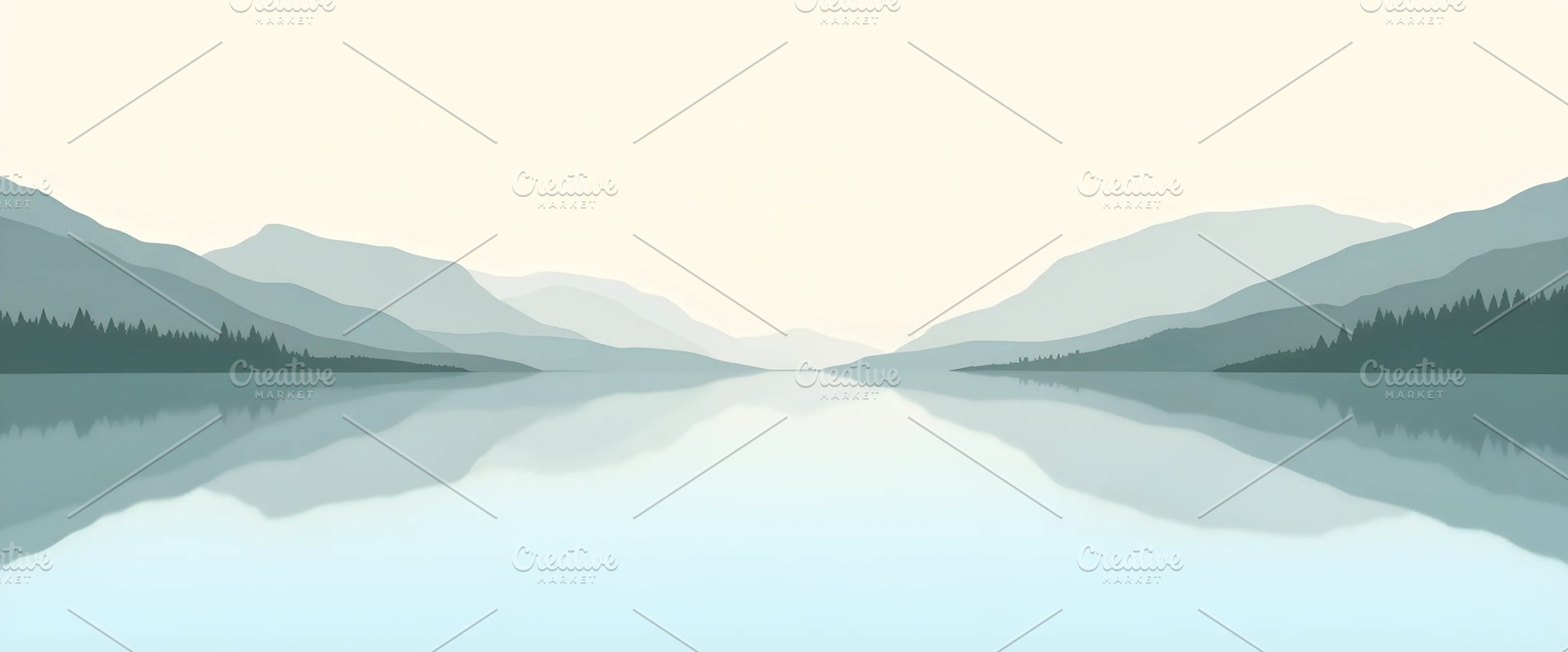 Lake Reflection Flat Minimal Papercu, a Photo by LOGOCREATIVE