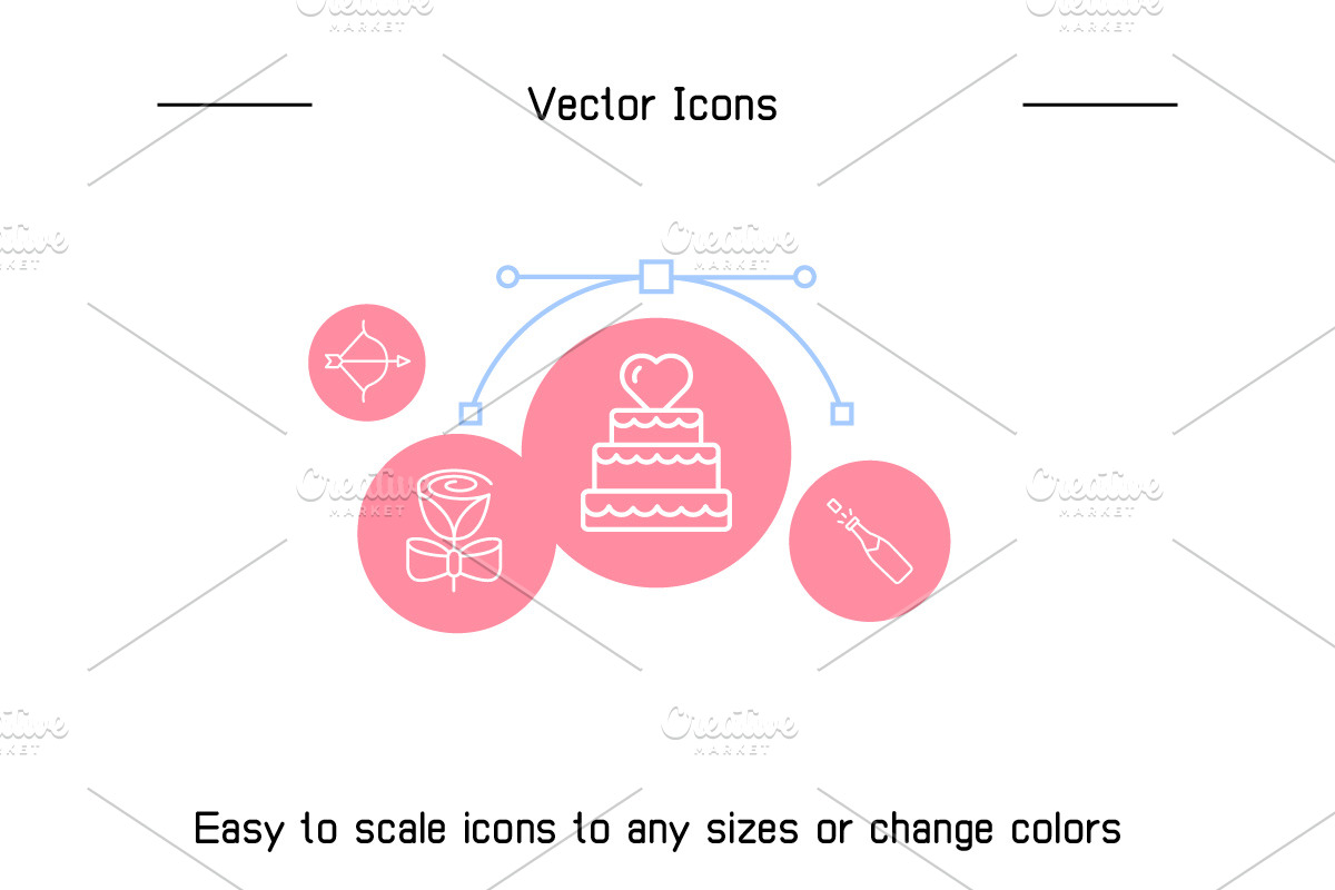 Wedding and Valentine Line Icons Set, an Outline Icon by Designfour (Photo 8 of 8)