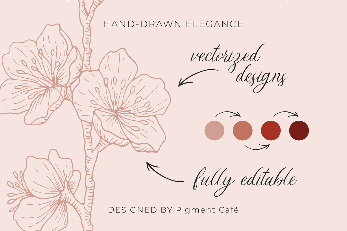 Cherry Blossoms Floral Art, a Decorative Illustration by Pigment Café (Photo 6 of 6)