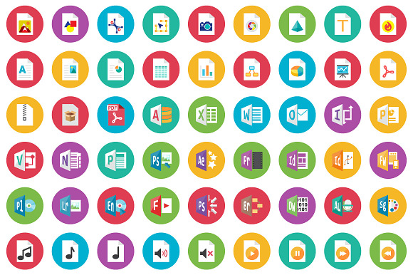 75 Filetype Flat Icon Set