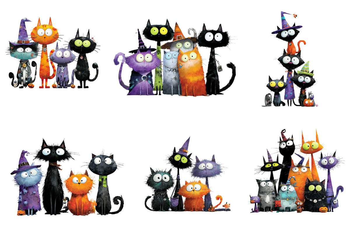 Quirky Cats Clipart, an Illustration by CreationArt (Photo 2 of 5)