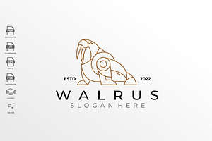 Minimalist Lineart Walrus Tusk logo