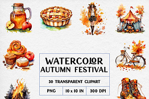 Watercolor Autumn Festival Clipart