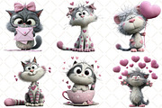 Whimsical Valentine Cat Clipart, an Illustration by Black Bird Studio (Thumbnail 4 of 6)