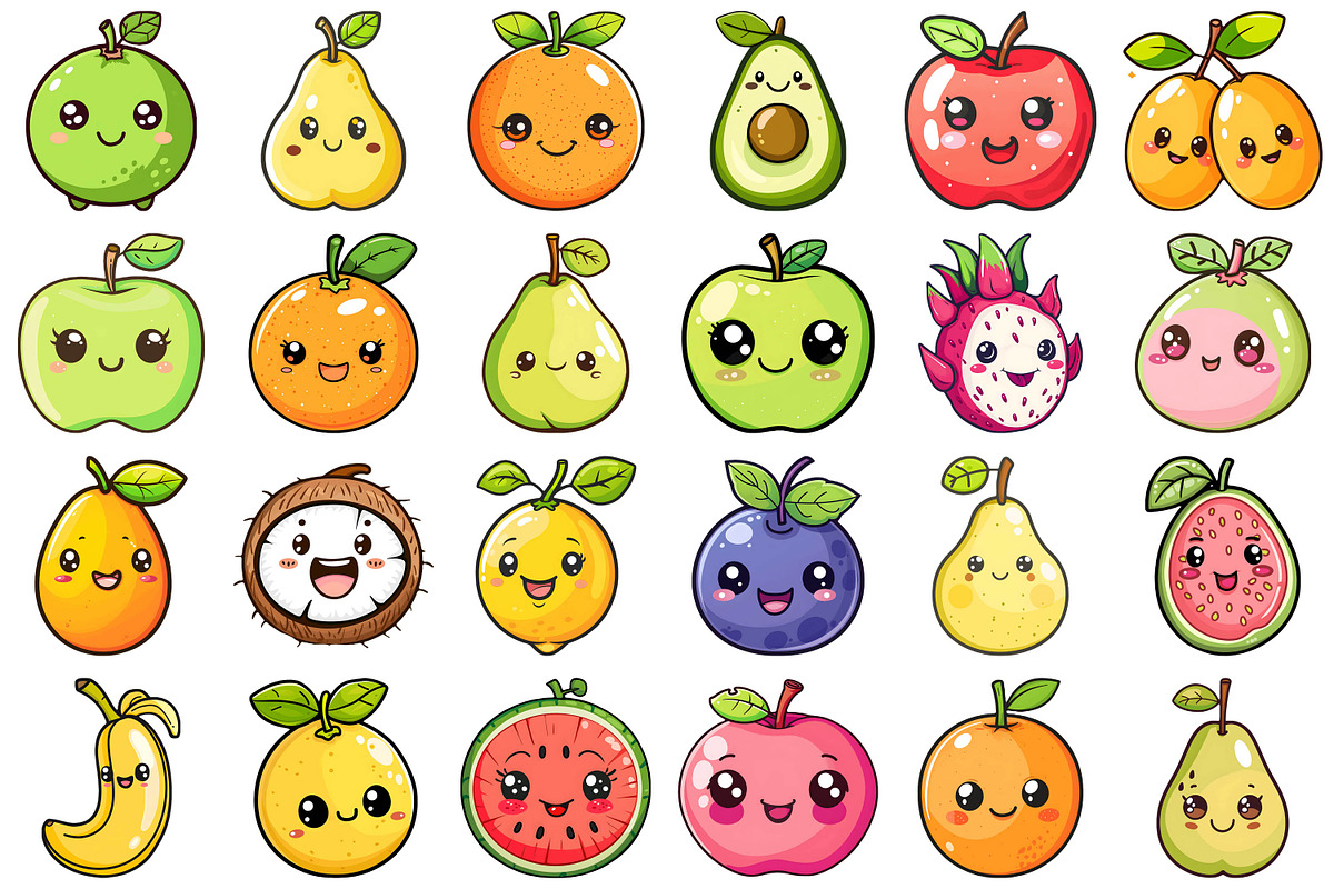 kawaii Fruits Clipart, an Illustration by Forhadx5 (Photo 6 of 10)