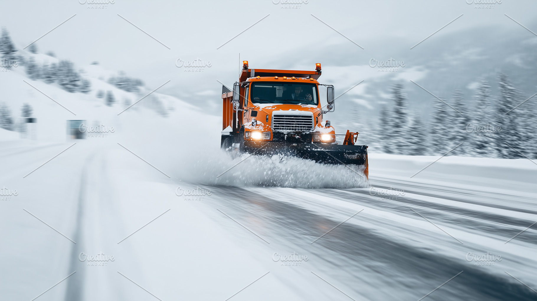 Snowplow truck clears snow, a Transportation Photo by MistyDay