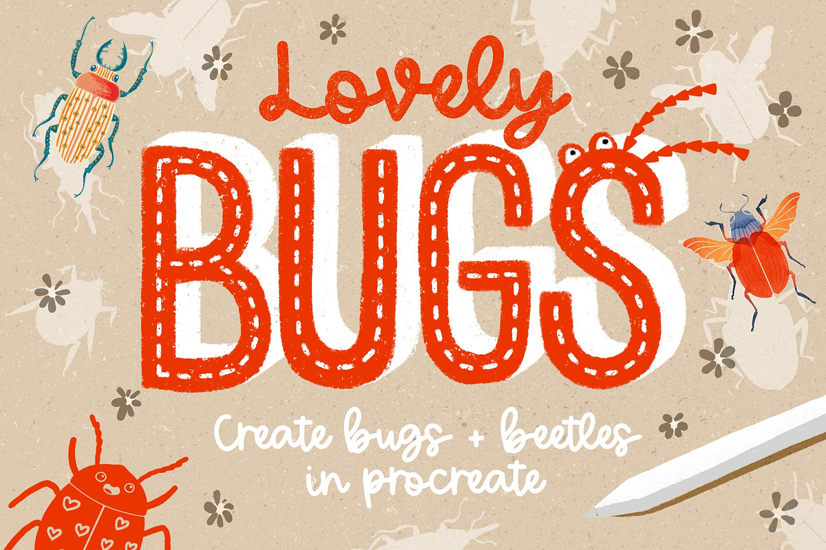 Lovely Bugs for Procreate, a Brush Add-On by PrettyLittlePigs (Photo 1 of 7)