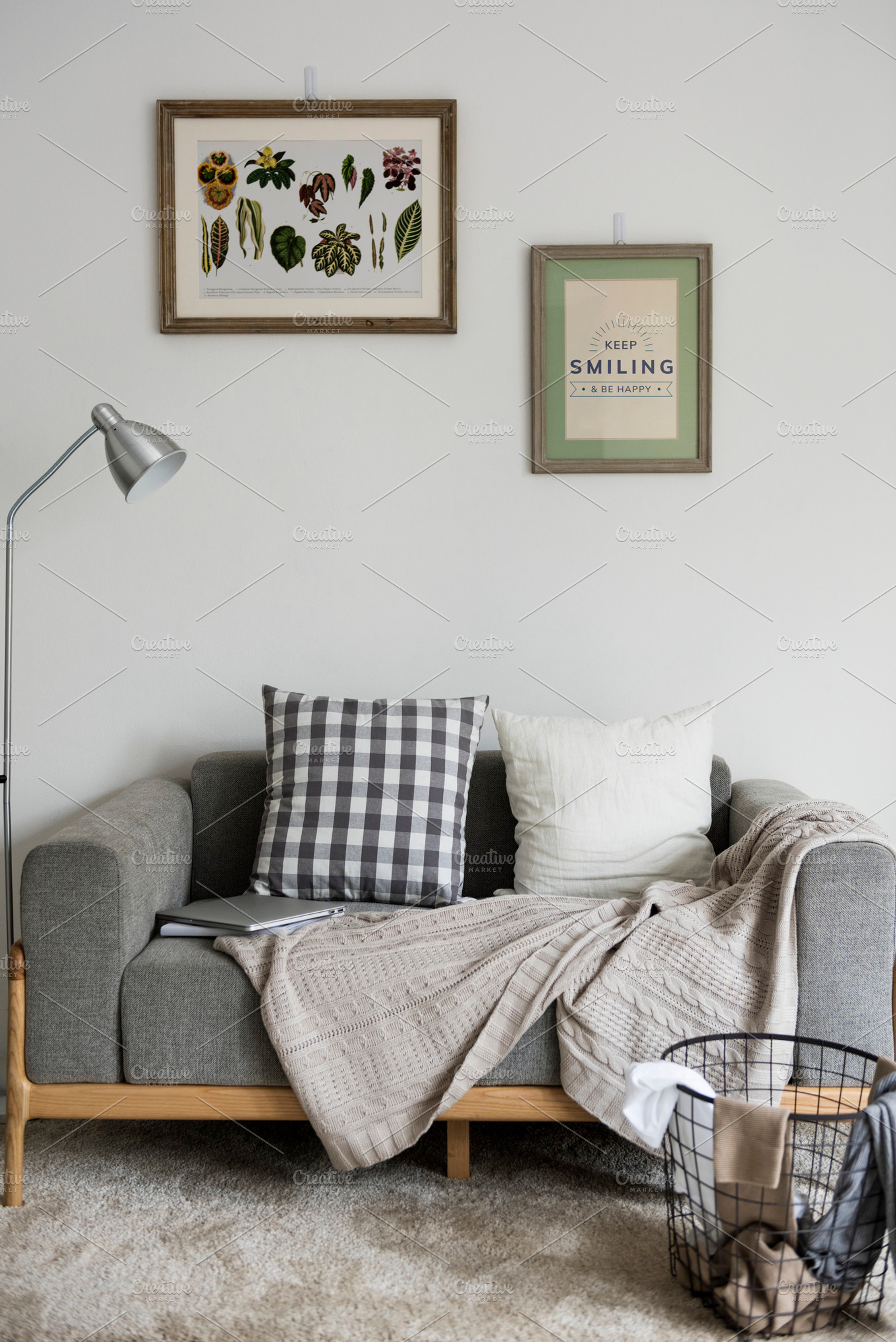 Photo frame decoration featuring sofa, couch, and home, an Architecture Photo by rawpixel