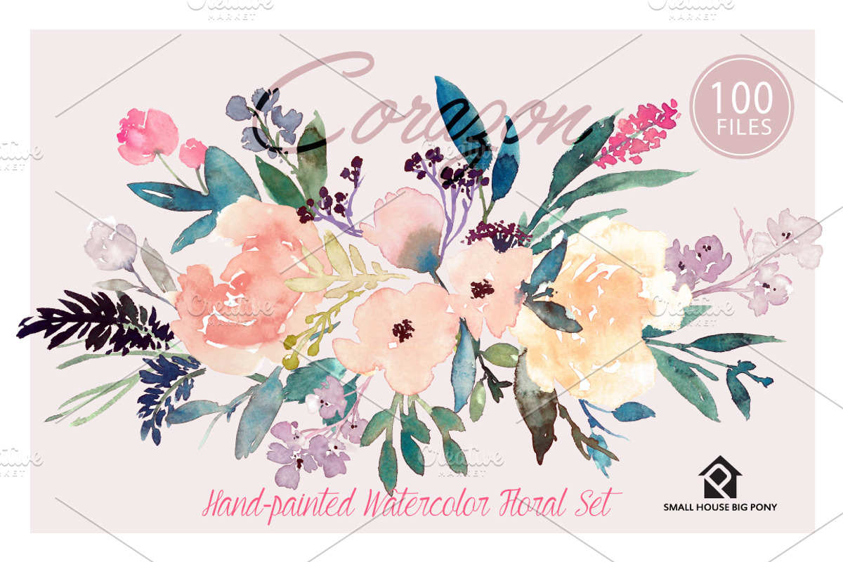 Corazon - Watercolor Floral Set, an Illustration by SmallHouseBigPony (Photo 3 of 12)