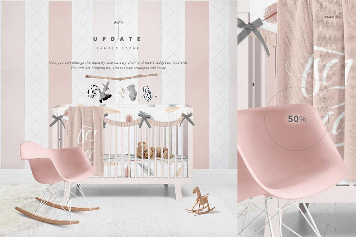 Crib Beddind Designers Kit Mockup, a Bottom Mockup by Creatsy (Photo 8 of 29)