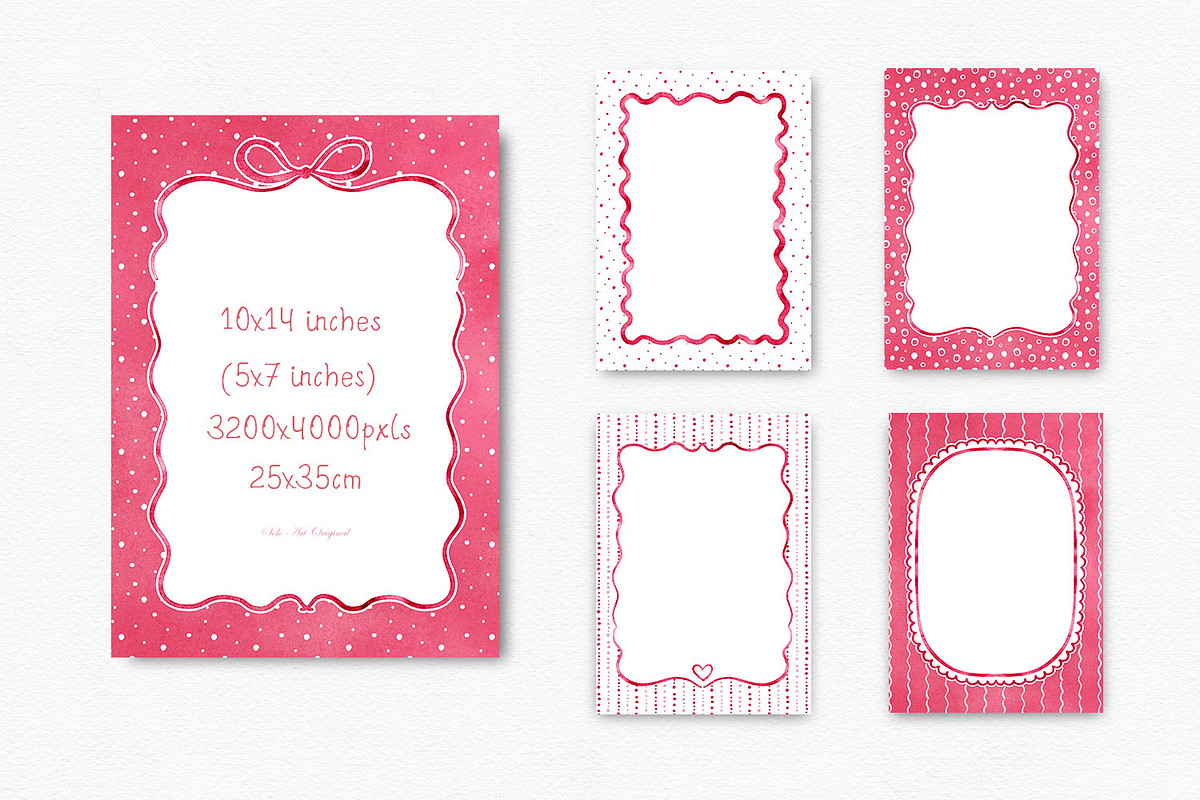 Watercolor Red Frames Borders, an Object Graphic by Solo Art Original (Photo 9 of 14)