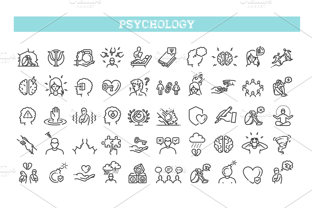 Psychology and mental line icons, an Education Illustration by Tettygreen