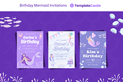 Mermaid Birthday Invitations, a Templates & Theme by TemplateCastleStore (Thumbnail 1 of 9)