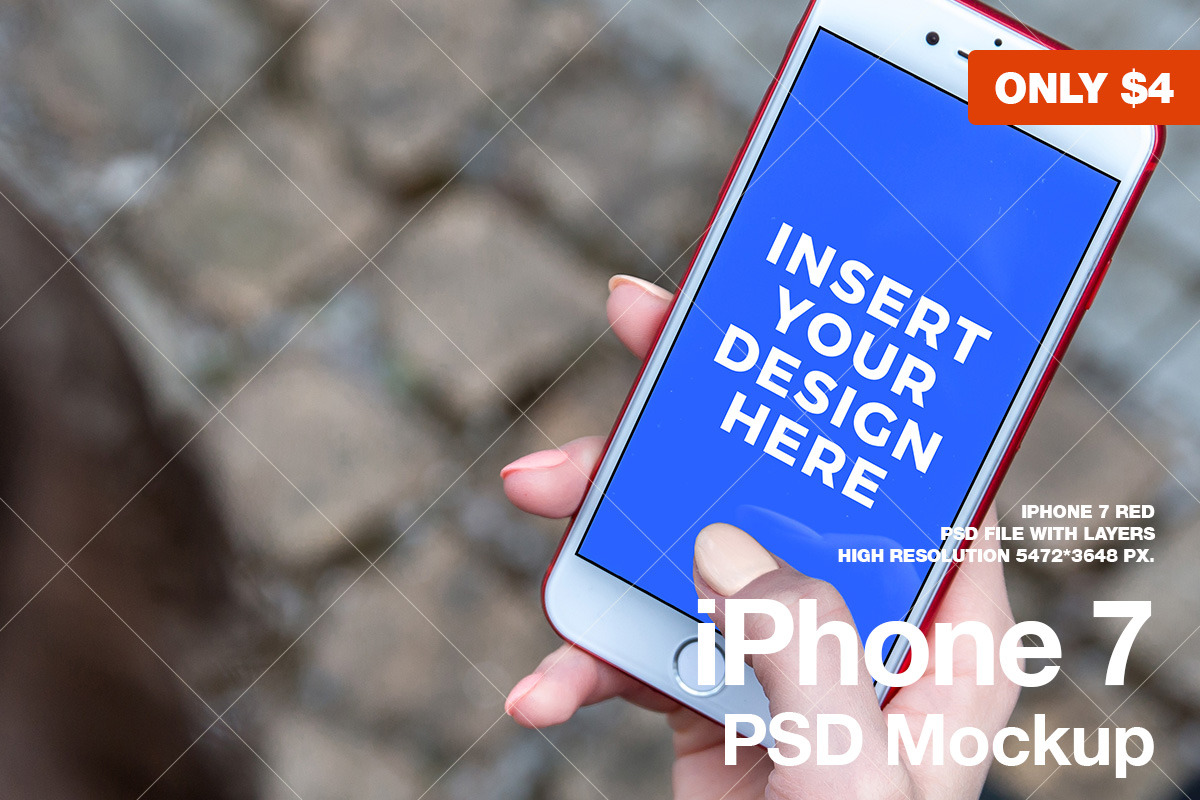 iPhone 7 RED Mockup, an iPhone Mockup by StartMockups.com (Photo 2 of 2)