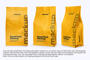 Matte Paper Food Bag PSD Mockups Set