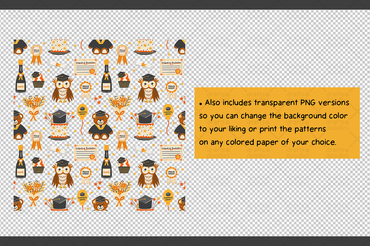 Graduation Clipart and Patterns, a Pattern Graphic by Drafts n Doodles (Photo 11 of 11)