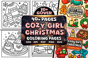 Easy Cozy Girl Christmas Coloring, a Seasonal Illustration by Craftsbeefy
