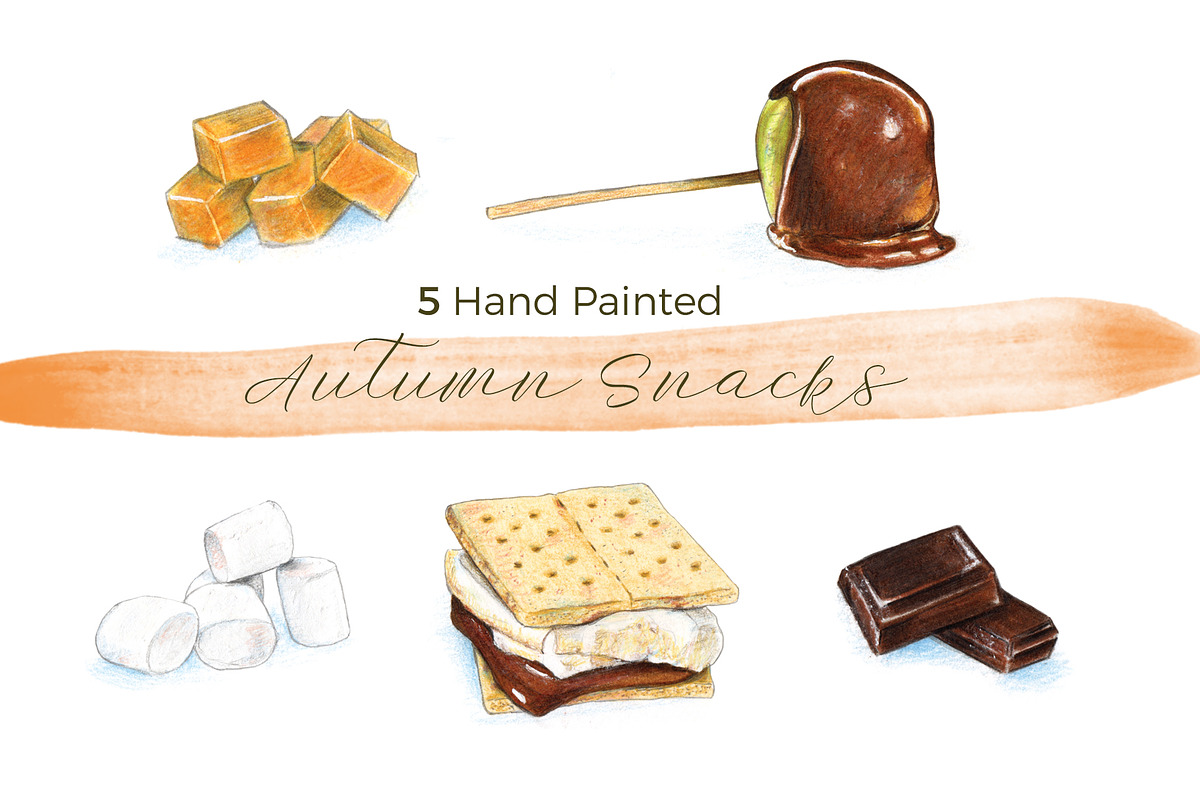 Autumn/Fall Snacks | 5 Cliparts, a Food Illustration by Miriam Figueras (Photo 1 of 3)