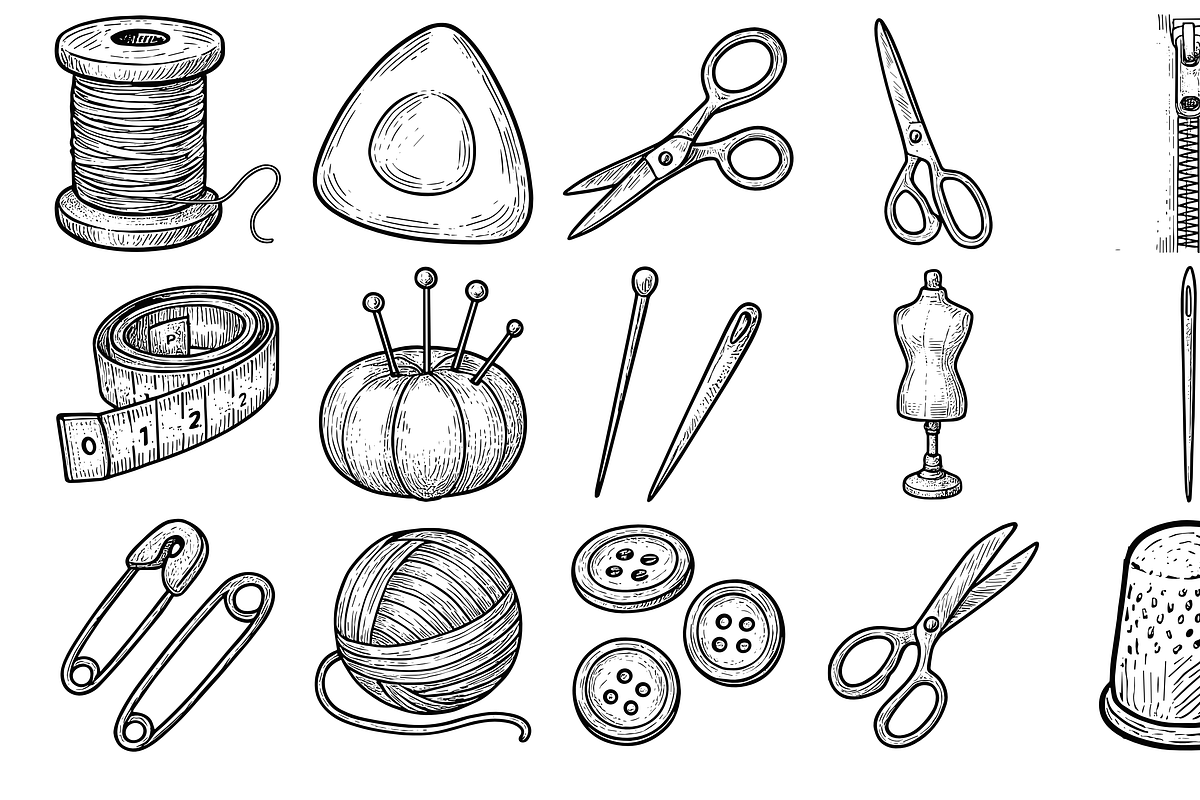 Sewing Tools Collection, an Object Graphic by nikagraphic