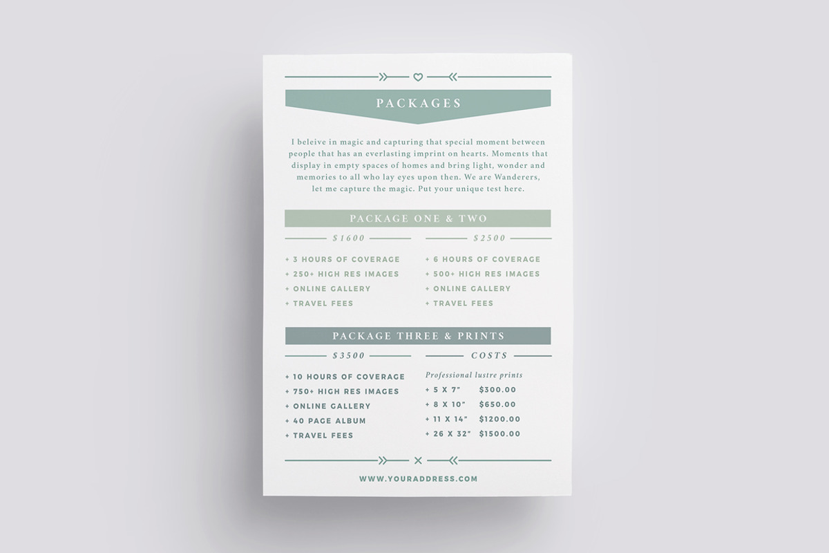 WANDERERS Wedding Flyer Price List, a Flyer Template by 46&2 Collective (Photo 16 of 20)