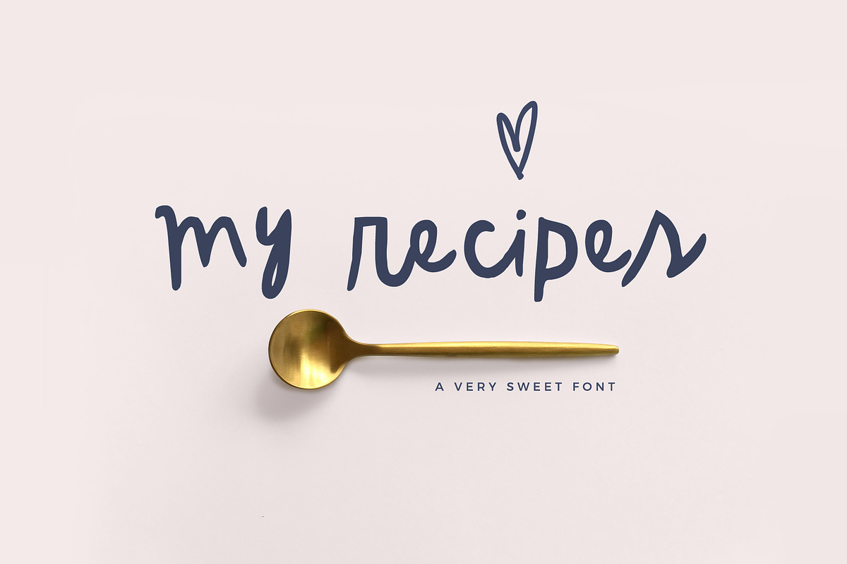 My Recipes Cute Script Font + Graphics