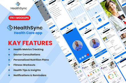 HealthSync App - Complete UI Kit, an UI Kit Template by Riz Design Studio
