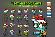 Christmas Zombies Character Sprites, an Illustration by CreativeGameArt (Thumbnail 3 of 4)