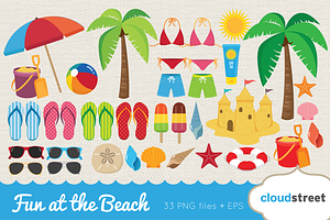 Fun at the beach clipart