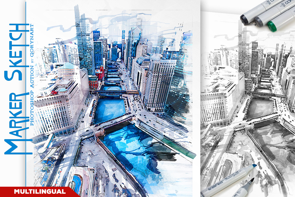 Marker Sketch Photoshop Action, an Action Add-On by GorynArt (Photo 1 of 20)