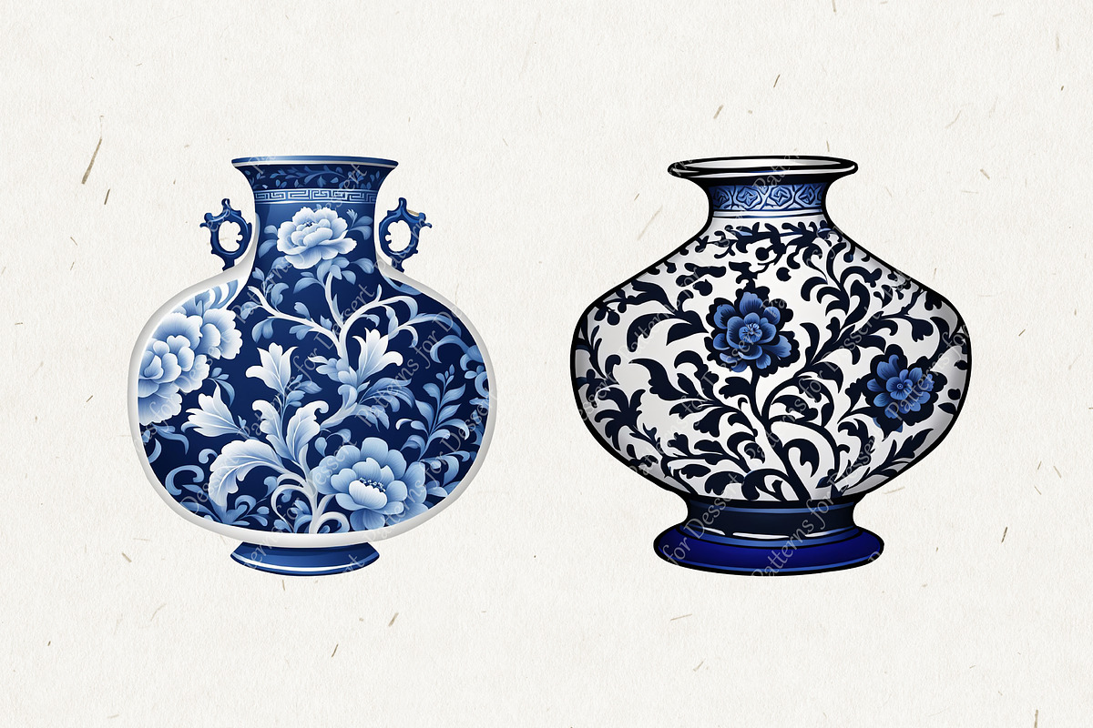 Blue & White Porcelain Clip Art, an Object Graphic by Patterns for Dessert (Photo 2 of 8)