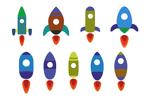 flat design rockets collection