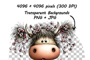 Highland Cow Birthday Animal Clipart, a Graphic by one-touch (Thumbnail 16 of 17)