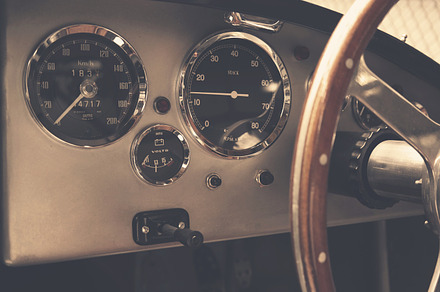 Vintage car dashboard stock photo