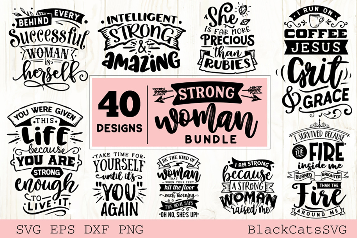 Strong woman SVG bundle 40 designs, an Illustration by BlackCatsMedia (Photo 3 of 4)