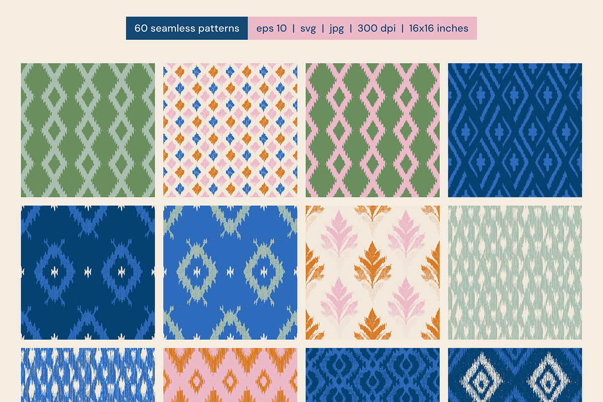 IKAT PRINTS ethnic textured patterns, a Pattern Graphic by SappiStudio (Photo 10 of 14)