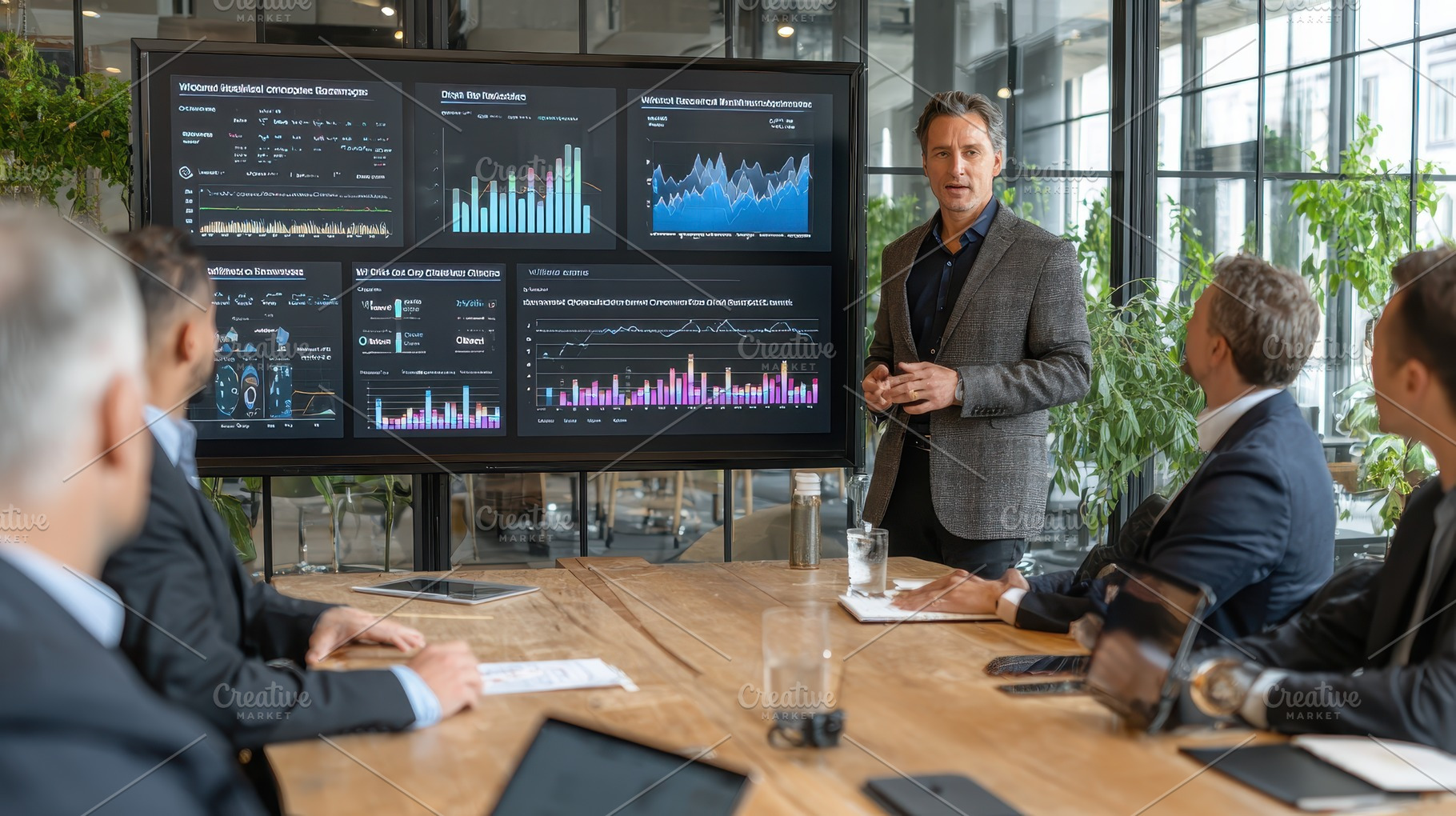 Businessman presenting data graphs t, a Photo by Pixeness Studio