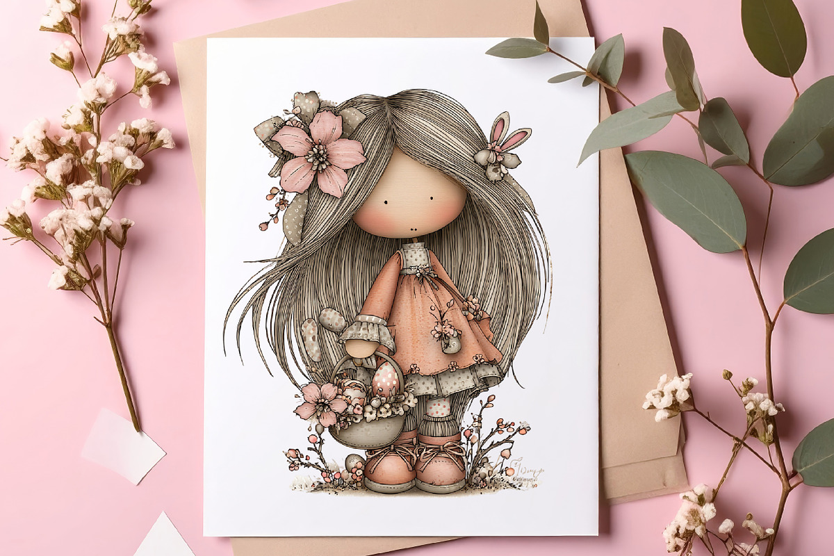 Whimsical easter girl clipart, an Illustration by SinaCreation (Photo 5 of 9)