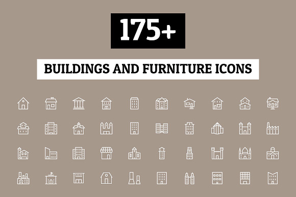 175 Buildings And Furniture Icons